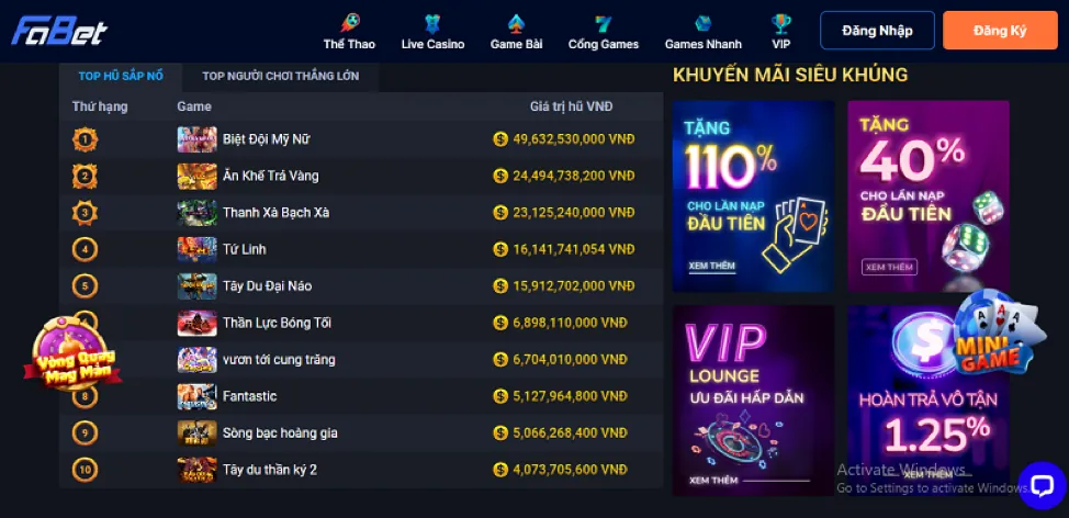 Hoàn trả hàng ngày cho game nổ hũ
